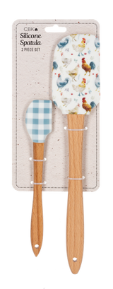 Ganz Watercolor Chicken & Gingham Spatula Set - 2-Piece