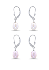 DesignsFMC Sterling Silver Oval Freshwater Pearl Leverback Drop Earrings