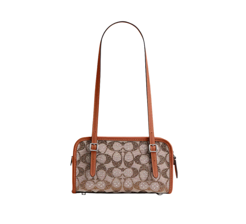 Coach Crystal Signature Jacquard Swing Zip 20 Shoulder Handbag