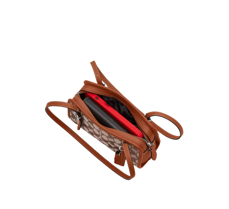 Coach Crystal Signature Jacquard Swing Zip 20 Shoulder Handbag