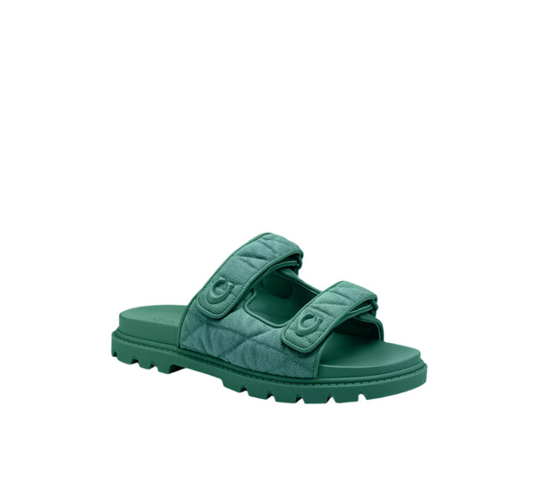 Coach Womens Sculpted C Double Band Quilted Sandals