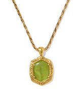 Kendra Scott Tiger Striped Daphne Vintage Gold Small Long Pendant Necklace - Green Mother of Pearl