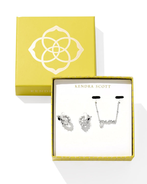Kendra Scott Mama & Cailin White Crystal Silver Gift Set