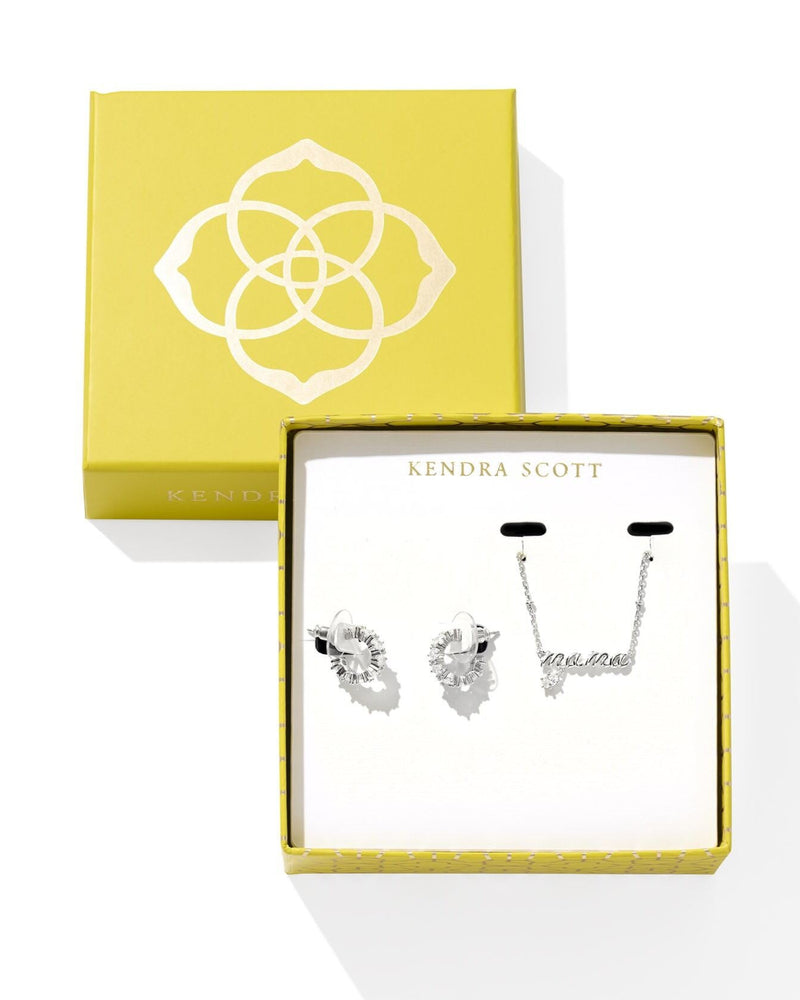 Kendra Scott Mama & Cailin White Crystal Silver Gift Set