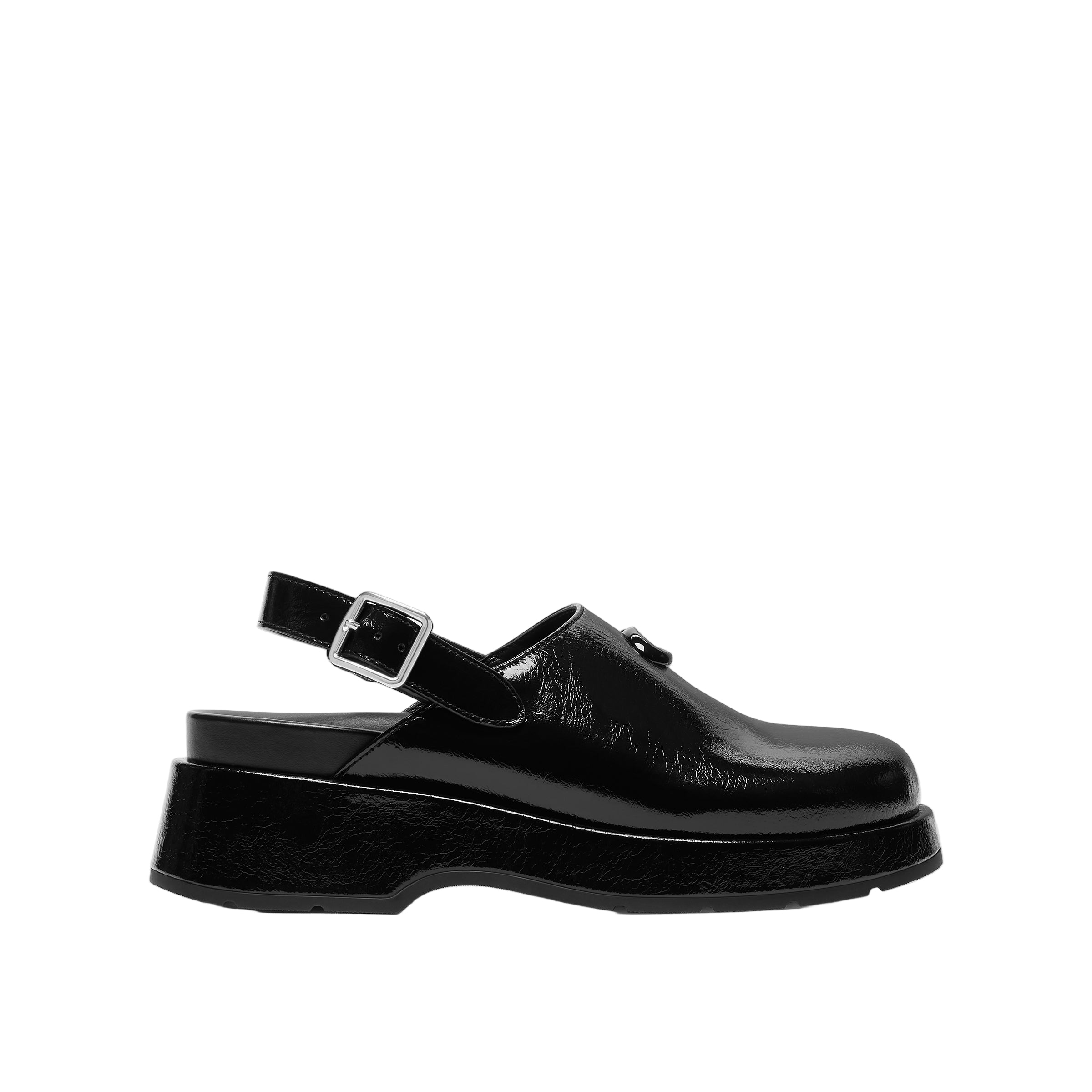 Coach Womens Sculpted C Glazed Leather Slingback Platform Clogs