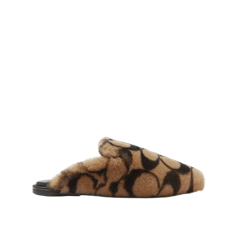 Coach Womens Signature Shearling Slippers