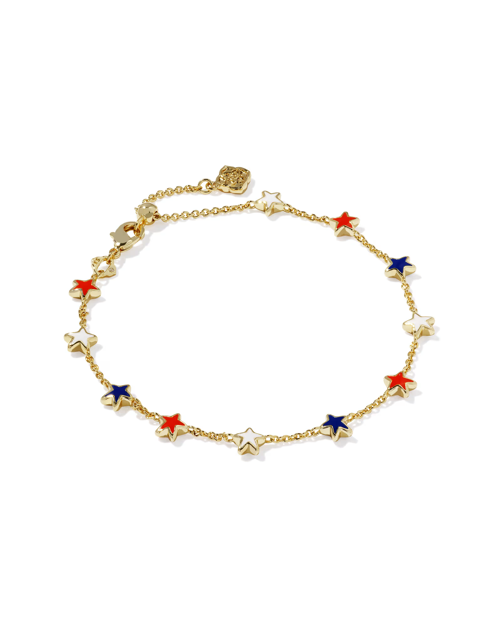 Kendra Scott Sierra Red White Blue Star Delicate Chain Bracelet - Gold