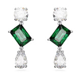 Swarovski Mesmera Drop Earrings - Mixed cuts, Green, Rhodium plated