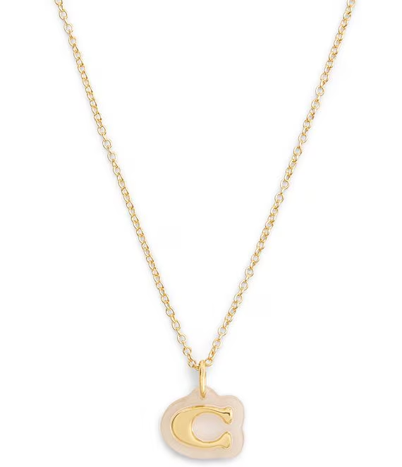 COACH Signature C Lucite Pendant Necklace