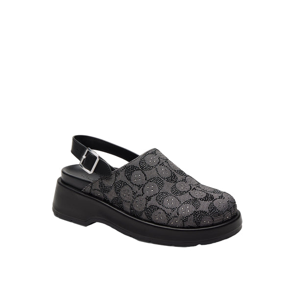 Coach Womens Crystal Signature Jacquard Sculpted C Platform Clogs