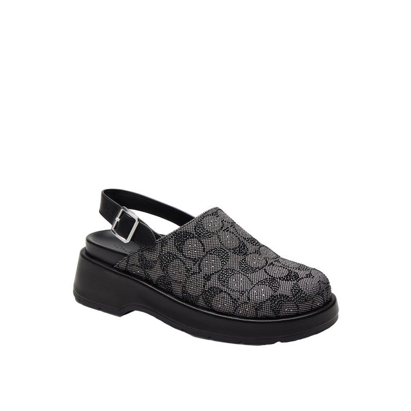 Coach Womens Crystal Signature Jacquard Sculpted C Platform Clogs