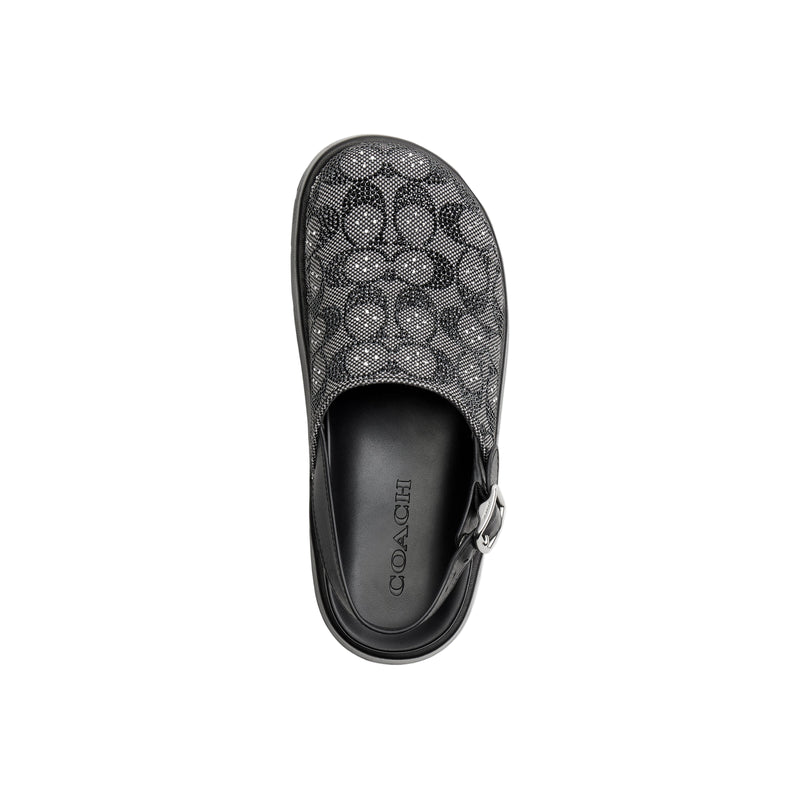 Coach Womens Crystal Signature Jacquard Sculpted C Platform Clogs