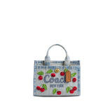 COACH Embroidered Cherry Denim Cargo 20 Tote Handbag