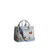 COACH Embroidered Cherry Denim Cargo 20 Tote Handbag