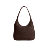 COACH Straw Woven Brooklyn 34 Shoulder Handbag