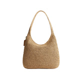 COACH Straw Woven Brooklyn 34 Shoulder Handbag