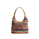 COACH Straw Woven Brooklyn 34 Shoulder Handbag