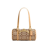 COACH Kisslock Barrel 28 Signature Jacquard Shoulder Handbag