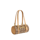 COACH Kisslock Barrel 28 Signature Jacquard Shoulder Handbag