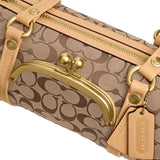 COACH Kisslock Barrel 28 Signature Jacquard Shoulder Handbag