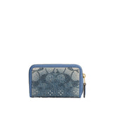 COACH Essential Small Crystal Denim Zip Around Card Case