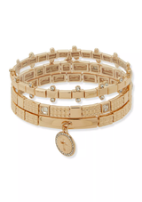 Nine West Faith Charm Crystal Stretch Bracelet Set