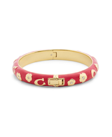 COACH Red Enamel Signature C Floral Chubby Bangle Bracelet