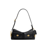 COACH Natural Grain Leather Turnlock Haversack 27 Shoulder Handbag
