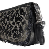 COACH Distressed Denim Crystal Signature Plaza Shoulder Handbag