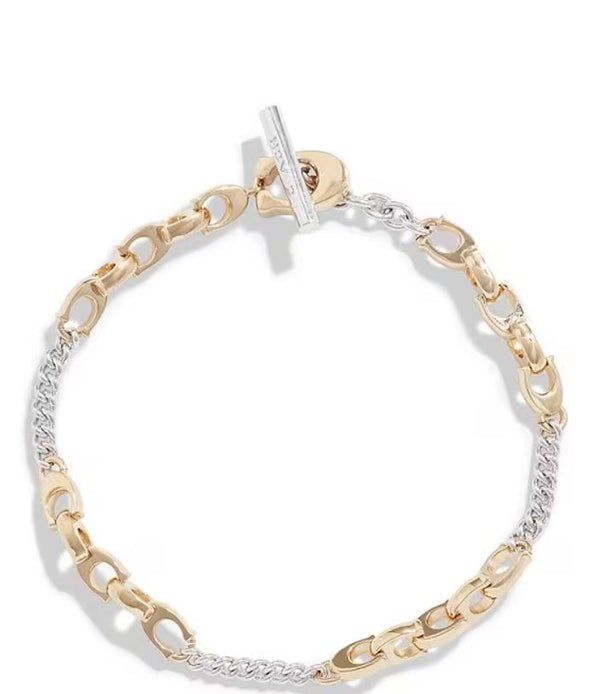 Coach Signature C Mixed Chain Line Bracelet - Two-Tone