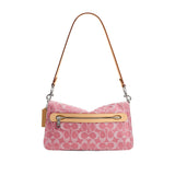 COACH Pink Demin Tabby 26 Shoulder Handbag With Pins