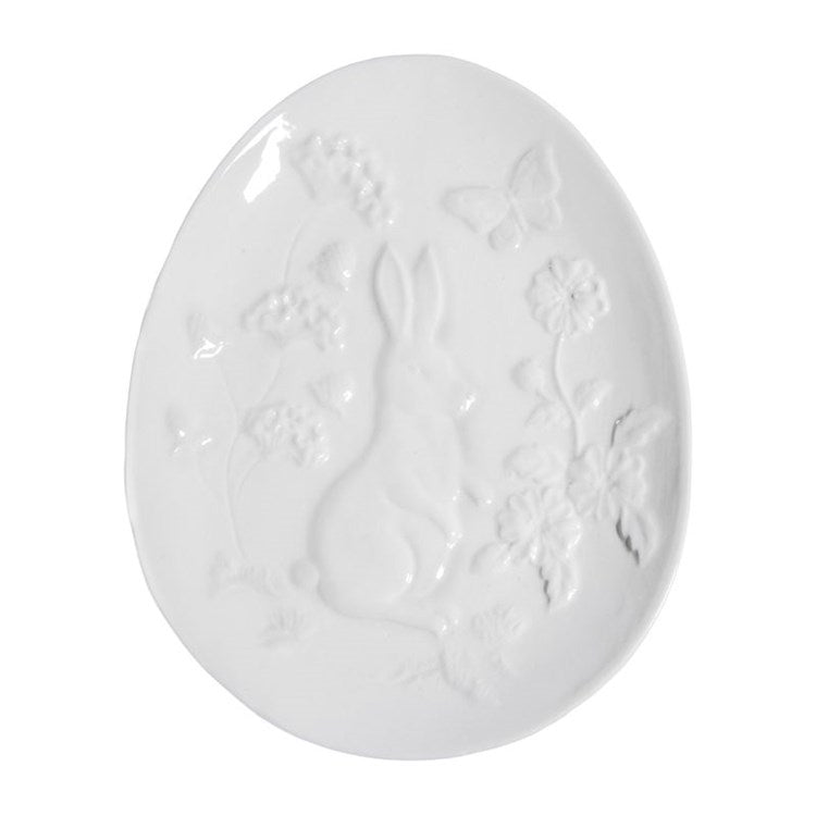 C&F Home White Rabbit Toile Shaped Plate