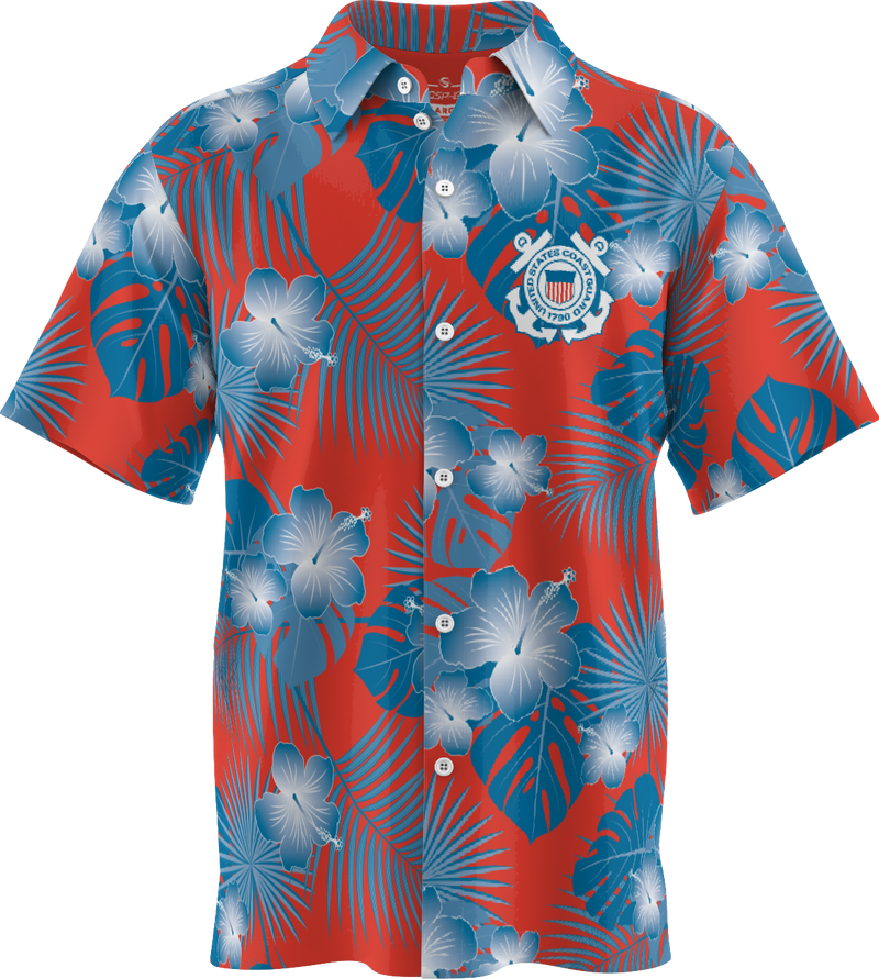 Coast Guard Mens Aloha Woven Shirt - Size 2XL