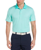 PGA Tour Mens Linear Jacquard Short Sleeve Golf Polo Shirt