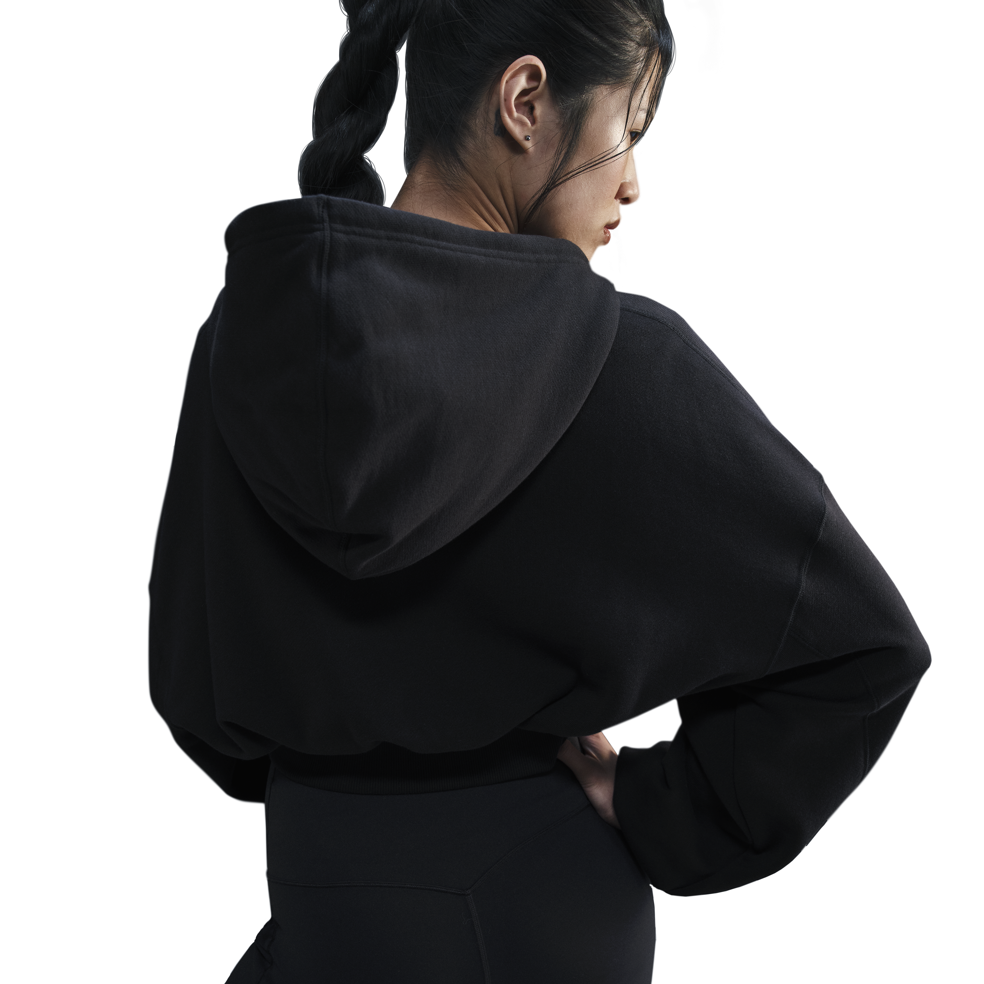 Nike Womens Oversized Cropped French Terry Pullover Hoodie