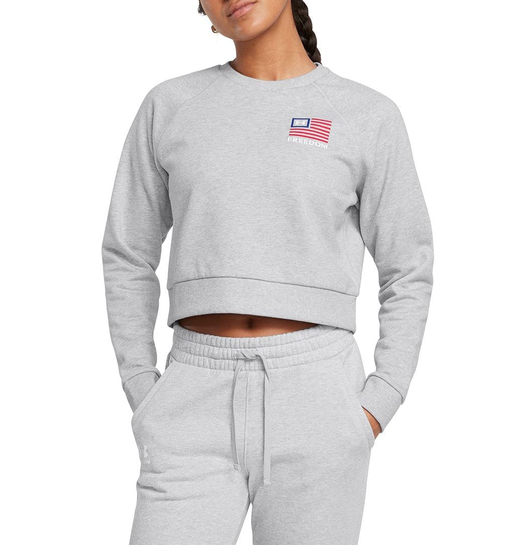 Under Armour Womens UA Rival Freedom Fleece Cropped Crewneck Sweatshirt