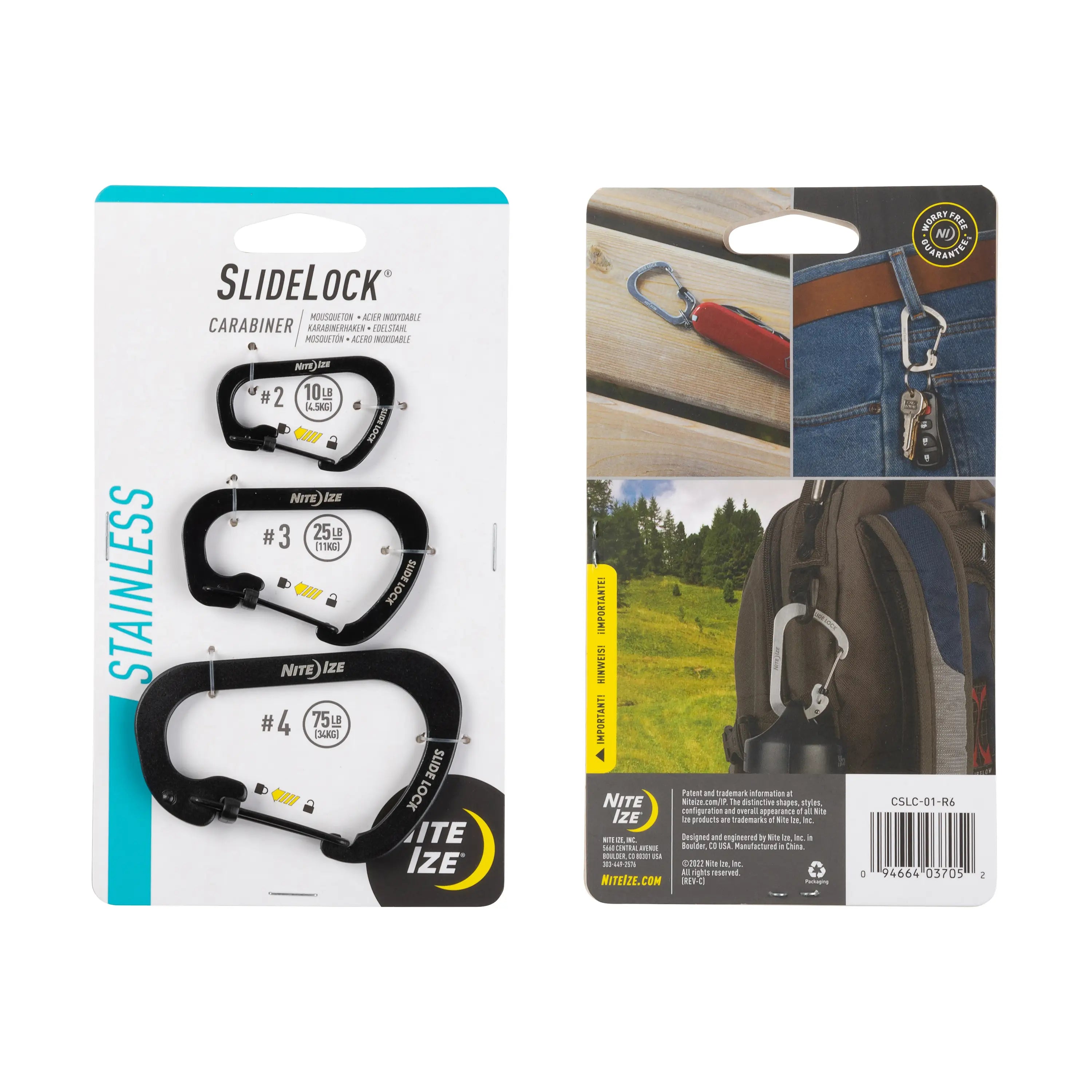 Nite Ize SlideLock Stainless Steel Carabiner - 3 Pack