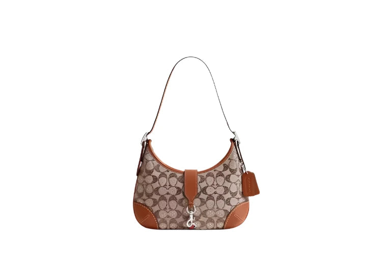 Coach Signature Jacquard Hamptons Hobo Shoulder Handbag with Coach Signature Jacquard Hamptons Hobo Shoulder Handbag with