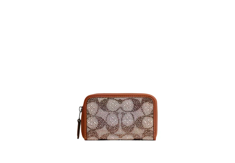 Coach Small Zip Around Signature Card Case with Crystal – ShopCGX