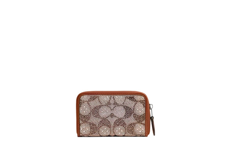 Coach Small Zip Around Signature Card Case with Crystal – ShopCGX