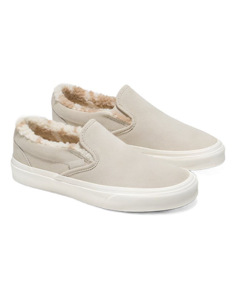Vans Classic Slip-On Suede and Sherpa Sneakers - Unisex Sizing - French Oak