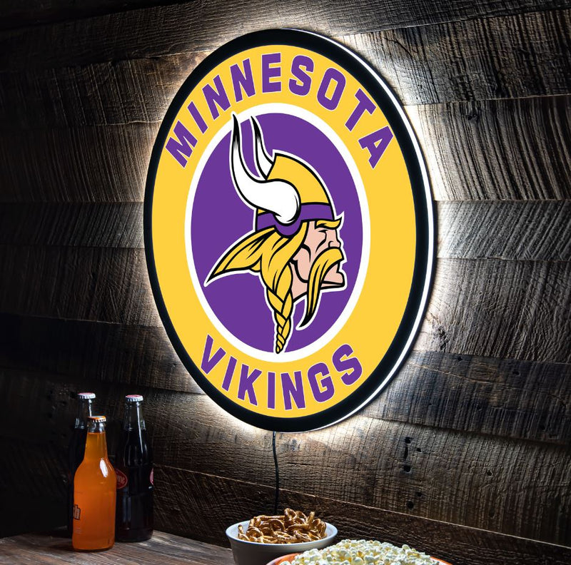 Evergreen Minnesota Vikings Round 23" LED Lighted Sign