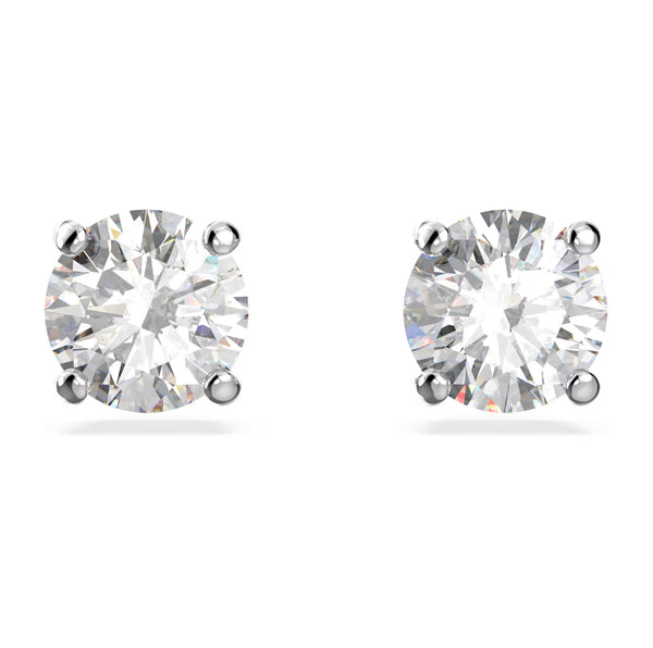 Swarovski Stilla Attract Stud Earrings - Round cut, White, Rhodium plated