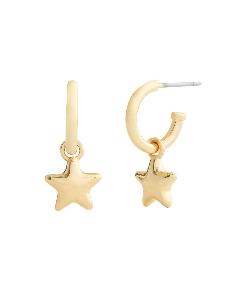 COACH Gold Star Huggie Drop Earrings
