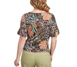 Ruby Rd. Womens Scoop Neck Puff Tie Top