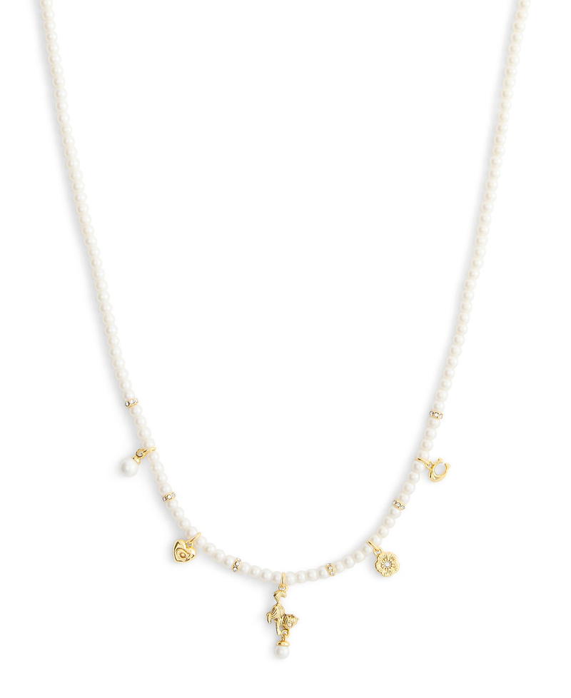COACH Mini Cat Pearl Charms Necklace