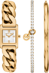 Michael Kors Womens Georgie Gold-Tone Stainless Steel Watch & Bracelet Set