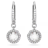 Swarovski Constella Drop Earrings - Round cut, Pavé, White, Rhodium plated