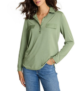 Tommy Bahama Womens Kauai Woven Trim Henley Shirt