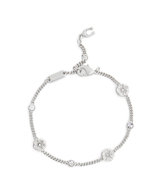 COACH Silver Tea Rose Station Linear Bracelet